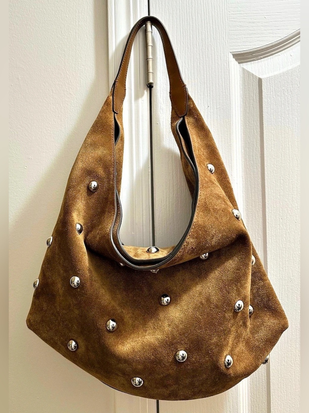 Madewell Mylie Studded brown suede shoulder bag -  NWT